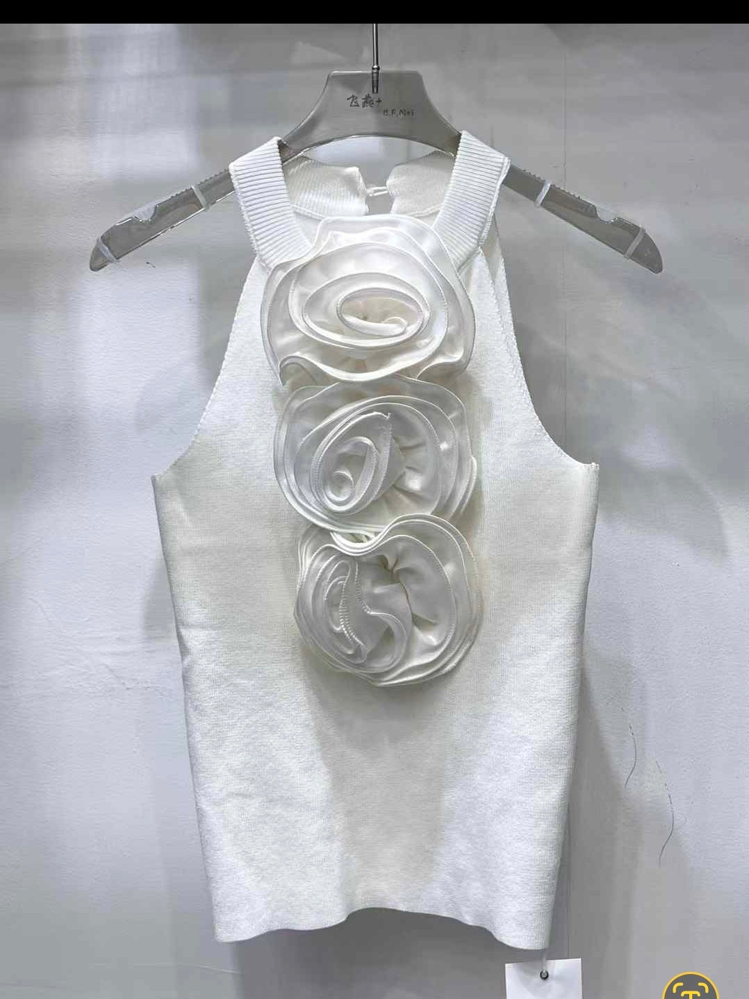 Ameri triple rose Top (Black with black rose)