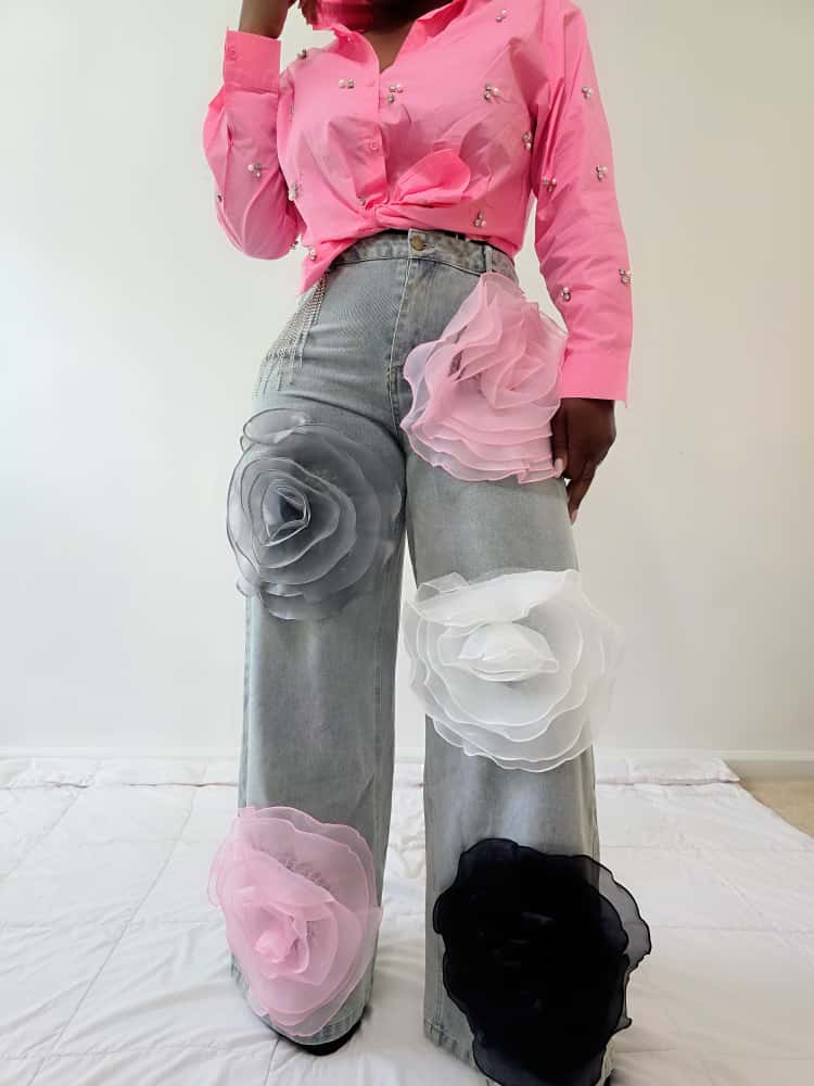 Abriah bold rose jeans