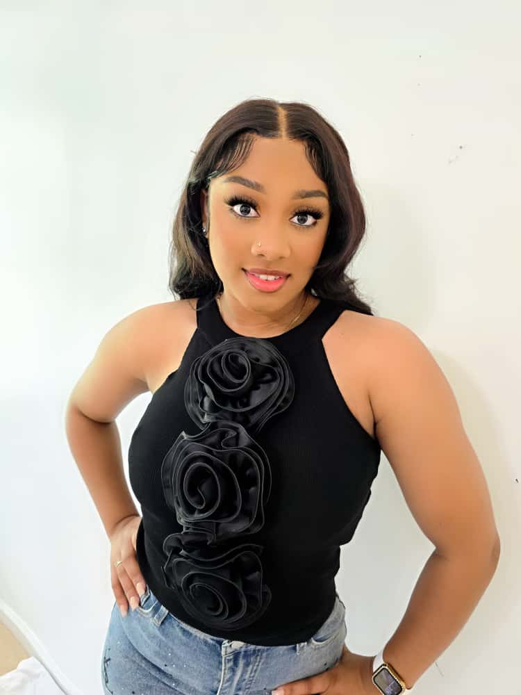 Ameri triple rose Top (Black with black rose)