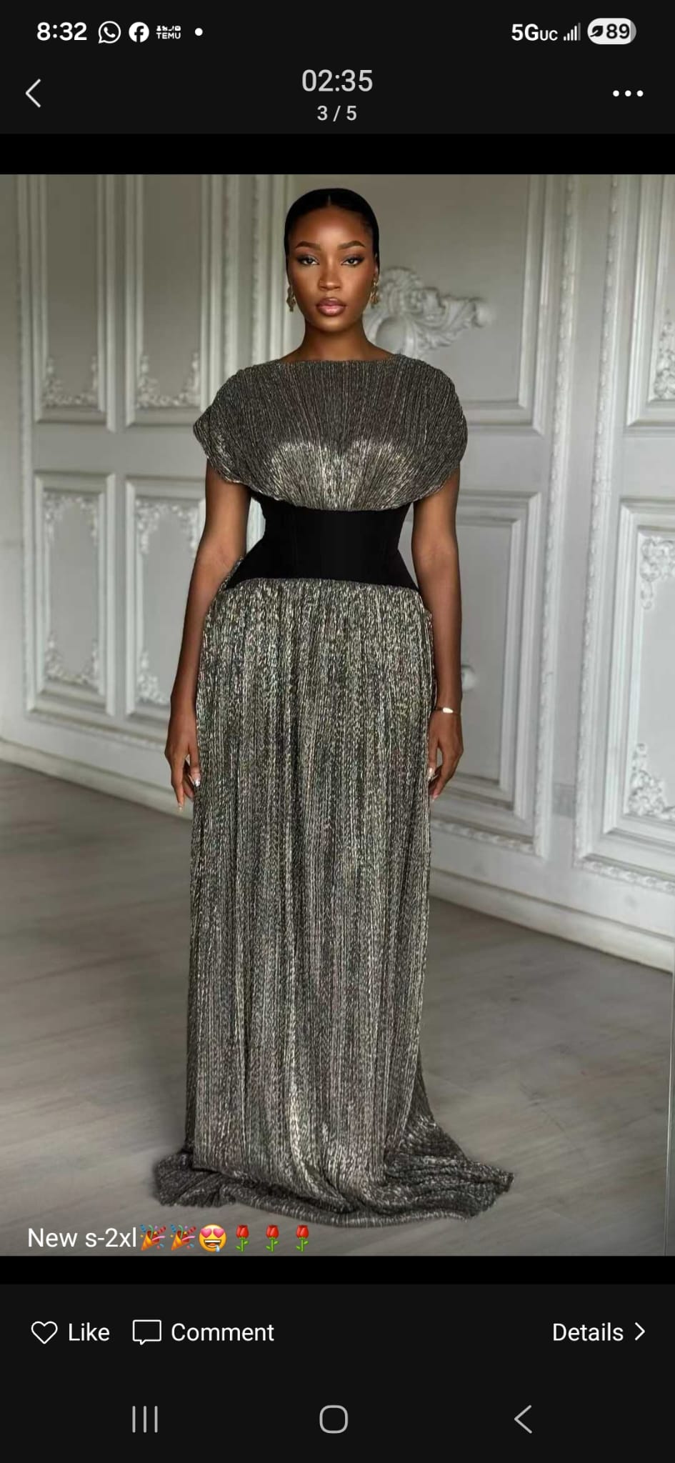 Zaiyah Metallic Grey Dress