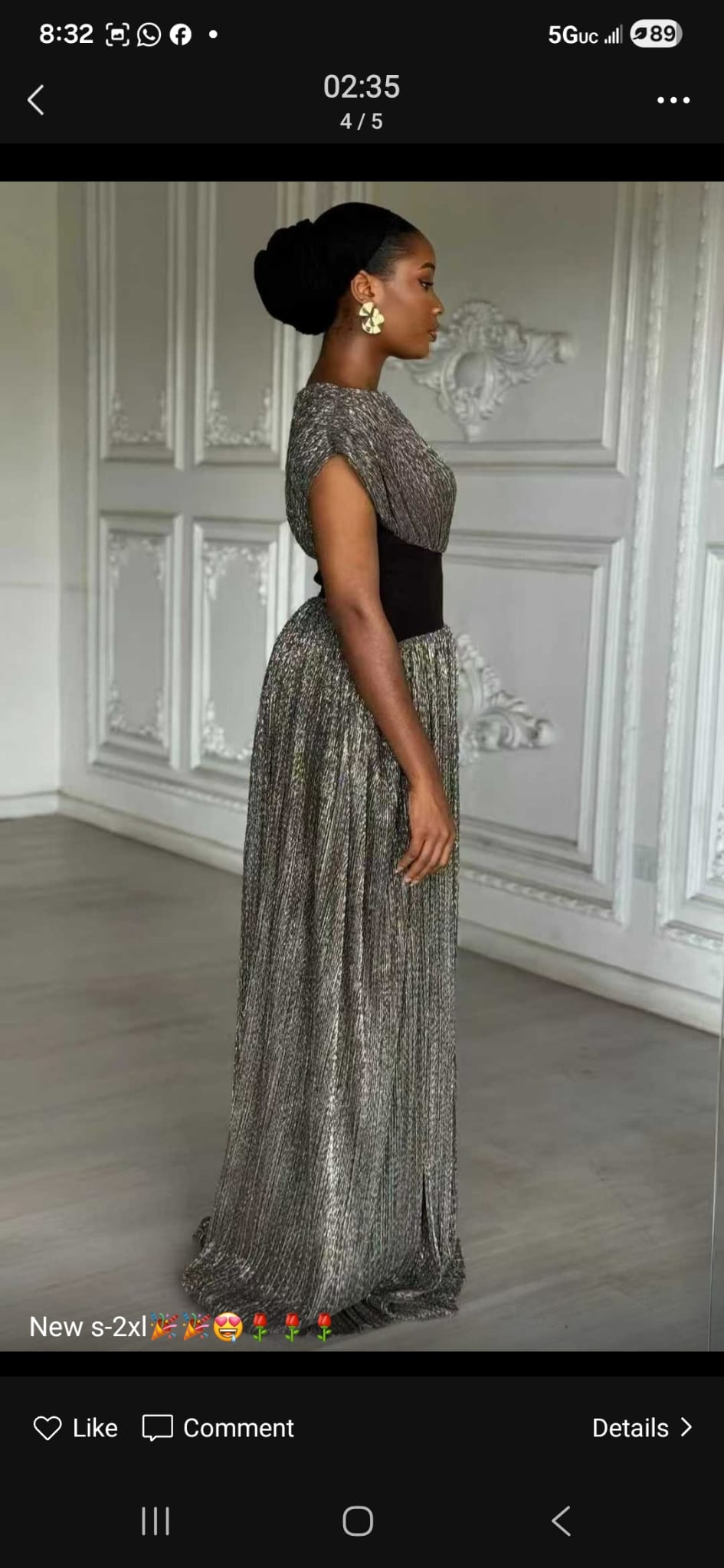 Zaiyah Metallic Grey Dress