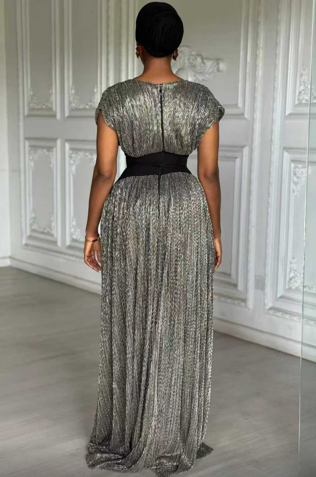 Zaiyah Metallic Grey Dress
